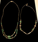 Vintage Native American Silver Green Jadeite Beaded Necklace Lot  16   18 