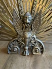 Vintage 1920s Decorative Brass Peacock Fireplace Screen   Fire Guard