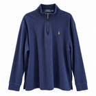 Polo Ralph Lauren 100  Cotton Navy Estate Rib Quarter Zip Sweater Preppy Classic