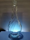Vintage 12 75  Clear Glass Footed Wine Bottle Etched Spiral Design   Holds 56oz 
