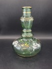 Vintage Italian Brebbia Hand Painted Green Art Glass Hookah Wine Bottle