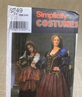 Renaissance Medieval Costume Cosplay Dress Simplicity 8249 Pattern Size 18-24