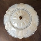 Vintage Flush Mount Ceiling Light Fixture Glass Shade Metal Base Art Deco Read