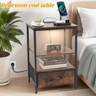 Led Nightstand Bedside Table With Charging Station 1 Drawer Storage Night Stand 