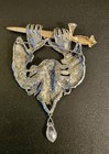 Rare Vtg Jonette Jewlry Pewter Wizard Brooch Goldtone Sword Excalibur Merlin Pin