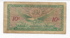 Us Mpc  10 Cents  Series 641 Military Payment Certificate No Tears   2 Pinholes