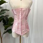 Vintage 90s Pink Satin Floral Brocade Corset Sz 34 S m Romantic Coquette 
