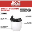 Milwaukee Bolt Task Full Face Shield - Clear Uncoated Lens  opened 
