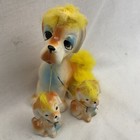 Vintage Hound Dog Family Chain Ceramic Yellow Fur Figurine Japan New Old Stock 