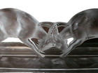 Lalique Signed Deux Chevres - Charging Rams