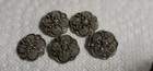 Lot Of 5 Handmade Antique Sterling Silver Floral Relief 1 Hole Buttons