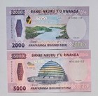 Rwanda Set 2 Pcs 2000 5000 Francs 2024 P 44 45 New Sign Unc New Banknote