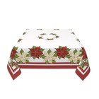 Agayna Christmas Tablecloth Square 60x60 Inch Red White Poinsettia Floral Table
