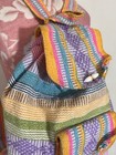 Bright Mexican Mexico Knit Hippie Backpack Travel Boho Drawstring Tribal Woven