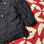 Vintage Wool Double Breasted Suit Jacket Black Striped As Is Read