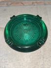 Vintage Emerald Green Glass Mid Century Modern Starburst 4  Ashtray Trinket Dish