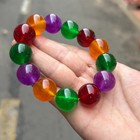 Real Natural High Ice Multicolor  Burmese Jade Jadeite Bracelets Bangle 18mm