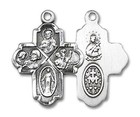 Sterling Silver 4-way Catholic Holy Medal Pendant Necklace 18  Chain Giftbox
