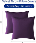 Purple Velvet Pillow Covers 18x18 Inch Set Of 2  Soft Solid Decorative Square Th