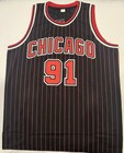 Dennis Rodman Chicago Bulls  91 Signed Basketball Jersey  bas Auth  