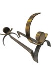 Donald Deskey Vintage Mid Century Brass Iron Fireplace Log Holder Mcm Andirons