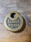 Banner 4 Lever Push Brass Pancake Padlock With Key Nice Vintage Condition
