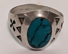 Vintage Sterling Silver Turquoise Ring Size 11 5     Southwest Navajo Style     7g