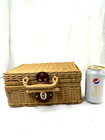 Vtg Woven Rattan Wicker Basket Bag Purse Lunch Box Lid Handle 10x7 5x5  H Frship