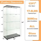 Glass Display Cabinet 4-shelf 2 Doors Curio Cabinet Display Case Storage Cabinet