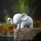 Small Ceramic Elephant Statue For Home Decor - White