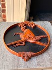 Vintage Chinese Carved Wood Wall Plaque Immortal Riding Crane Art