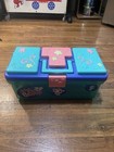 Littlest Pet Shop   Clear Teal Tackle Storage Box W  Latch  2007 Torn Stickers