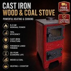 Cast Iron Wood   Coal Burning Stove Enamel Heater With Cooktop 9 2kw