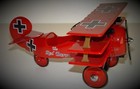 Vintage Mid-century Modernism Red Barron Pre Ww2 Plane Antique Metal Airplane