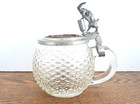 Rare Antique 19th Century Glass Hedgehog Stein T  binger Igel Ram Hinge Copper