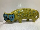 Vtg 1960   s  Pride Creations Lisa Larson Green Paper Mache Cat Coin Bank Mcm