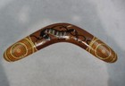 Hand-painted Wooden Folk-art Boomerang     Snake Motif   12     Aboriginal