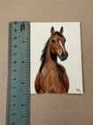 Aceo Art Card Original Bay Horse Colored Pencil Drawing Miniature Signed Ooak