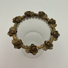 Vtg Hollywood Regency Vanity Frosted Glass W Ornate Gold Ormolu Rose Rim 3   