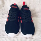 Adidas Lite Racer Cln Shoes Black And Red Stripe Boys Sneakers Elastic Laces New