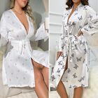 Us Womens Satin Silk Sexy Night Dress Lace Bride Long Kimono Robe Babydoll Gown