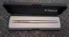 Vintage Parker Brushed Steel Flighter 180 Fountain Pen W Gold Tip   Nib In Box