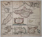 18th C British Islands Map Seale Isle Of Wight Man Jersey Guernsey C1750