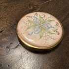 Vintage Coty Pressed Powder Floral Gold Compact With Mirror And Puff Full Unused