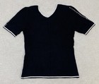Black Cat Fashion Shirt Women   s Small Medium  S-m V-neck Black White