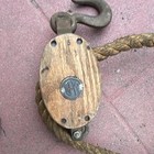 Uw Maritime Pulley Block W  Rope  Wood   Metal Block W  Metal Hook