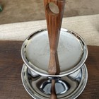 Vintage Retro Handled 2 Tier Chrome And Teak Serving Tray Mid Century Modern