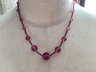 Rare Antique Vintage Cezech Pink Hand Cut Crystal Bead Necklace Unique Clasp Nr