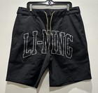 Li-ning Men s Black Sz Xl Long Shorts Logo Spell Out Pockets