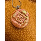 Boho Round Pendant Necklace Orange Yellow Jewelry Boho Pottery Necklace